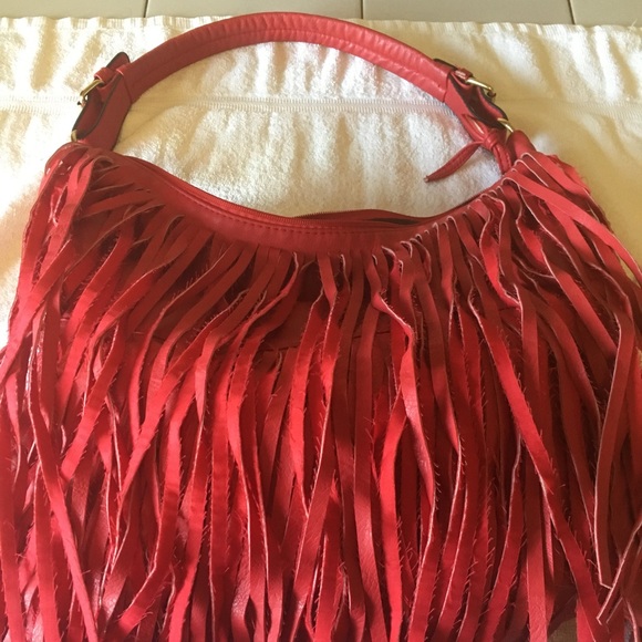 red fringe purse